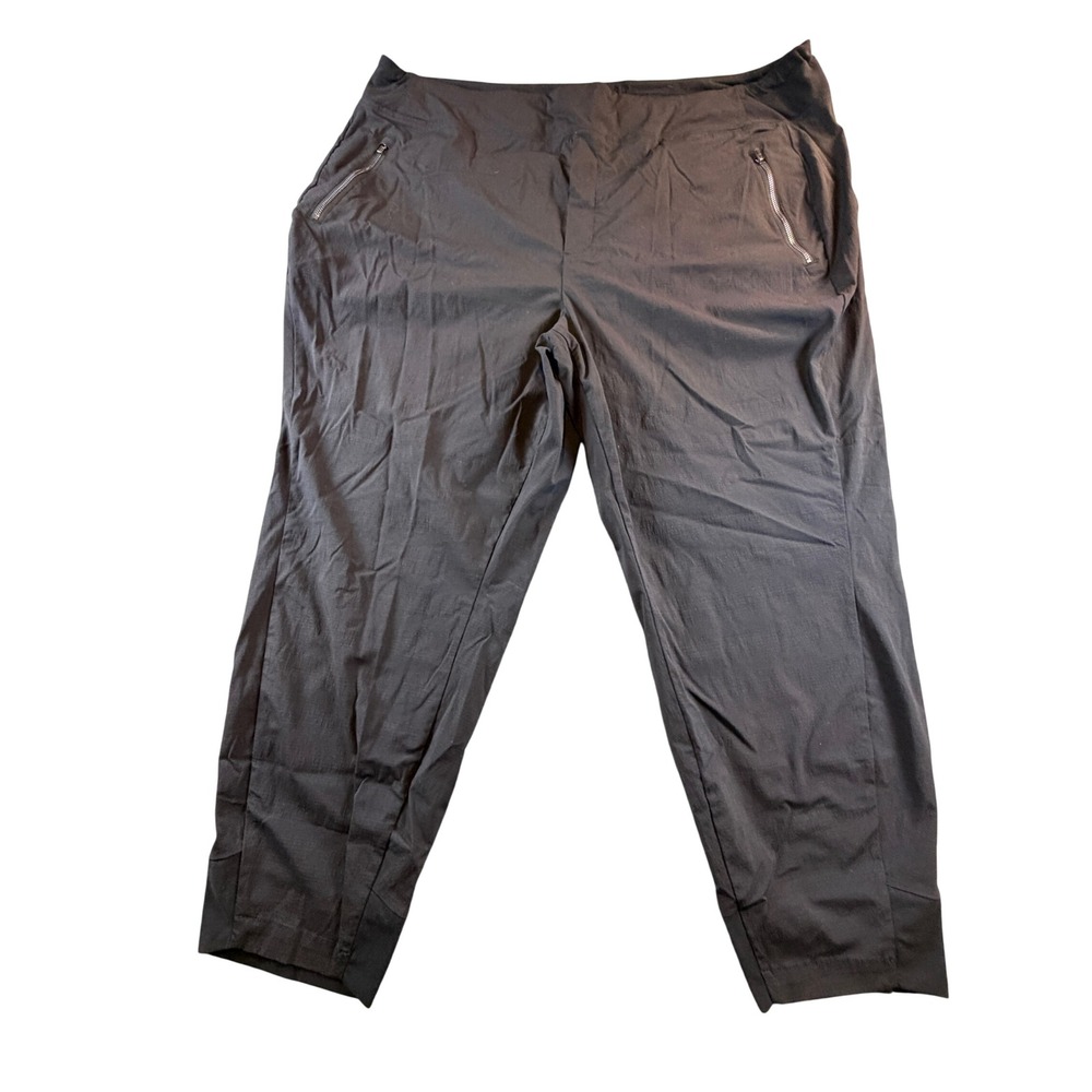 Athleta Trekkie North Crop Pants Size 22 Black Ripstop Hiking Travel Tapered